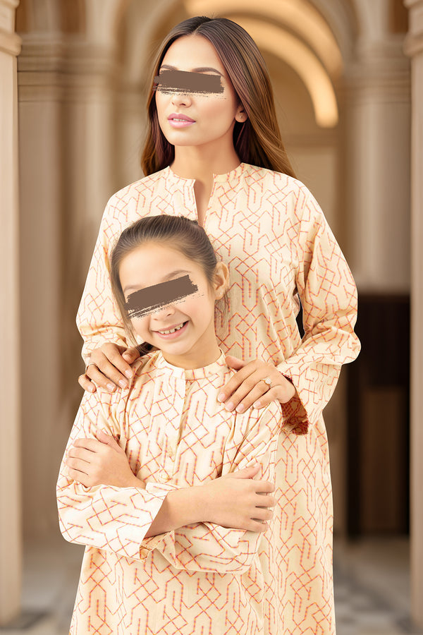 SAYA's Printed Cotton Jacquard Stitched For Mom And Daughter