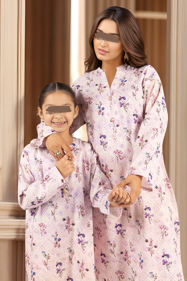 SAYA's Printed Khaddar/Linen Stitched Mom And Daughter