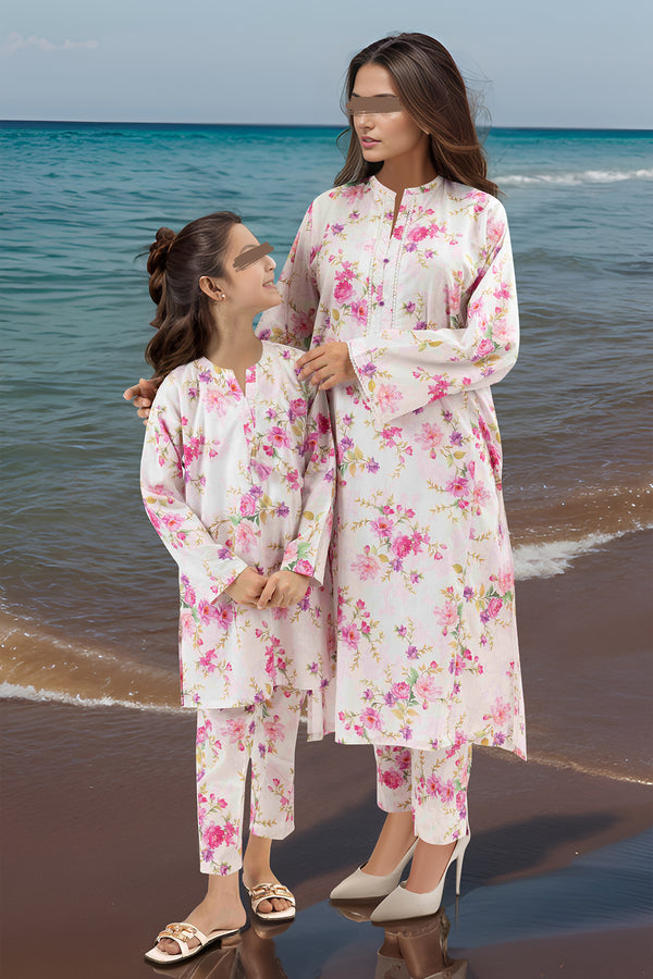 SAYA's Printed Cambric Stitched 2 Piece For Mom And Daughter