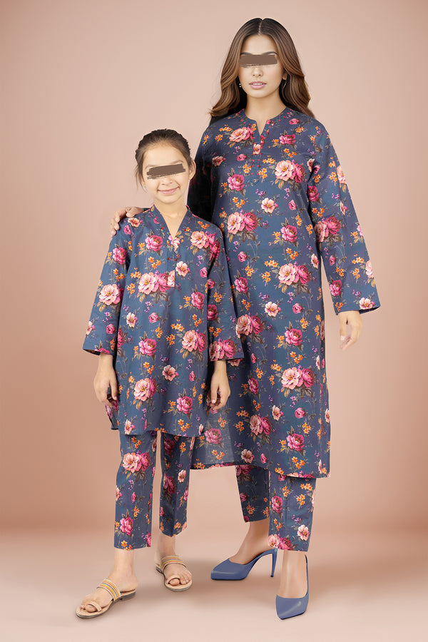 SAYA's Printed Cambric Stitched Mom And Daughter