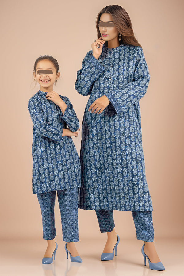 SAYA's Printed Cambric Stitched Mom And Daughter