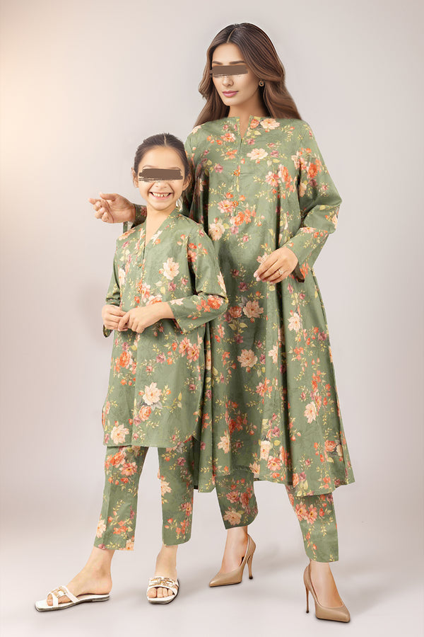 SAYA's Printed Cambric Stitched Mom And Daughter