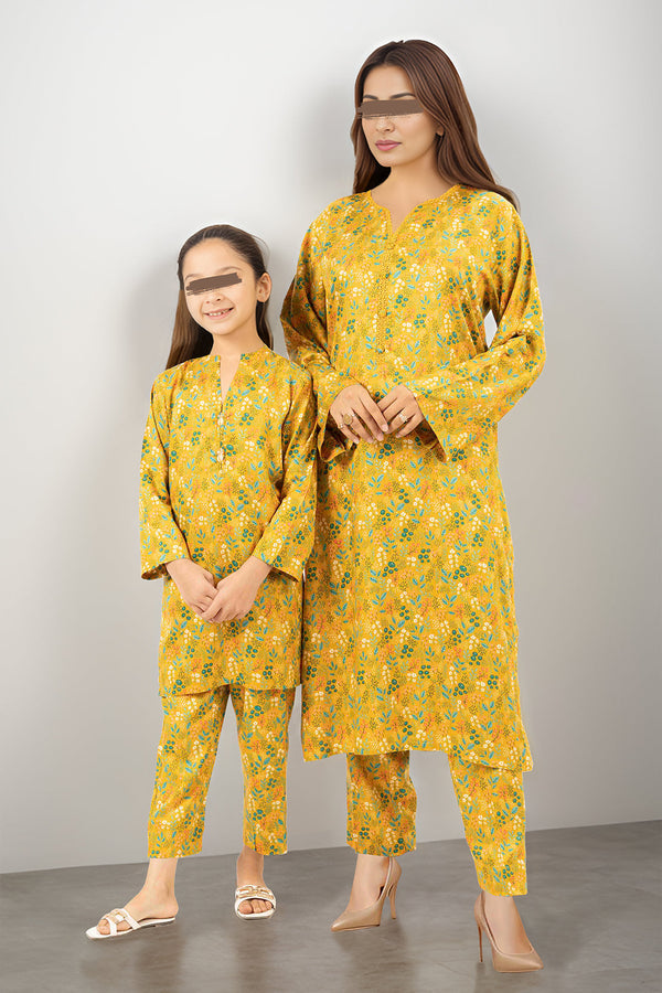 SAYA's Stitched Printed Viscose Twill For Mom And Daughter