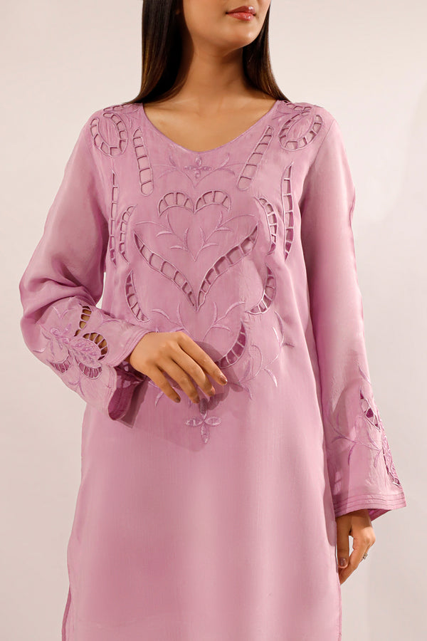 Solid Embroidered Raw Silk Stitched 2 piece Shirt Trouser