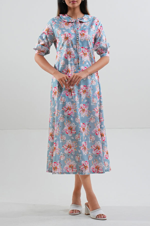 Printed Silk Touch Stitched Dress