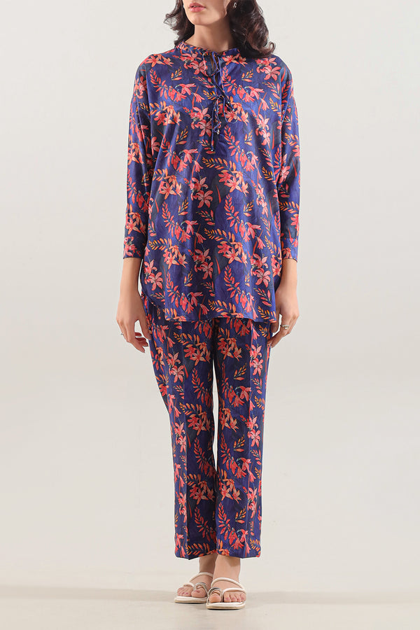 Printed Dobby Self Stitched Shirt