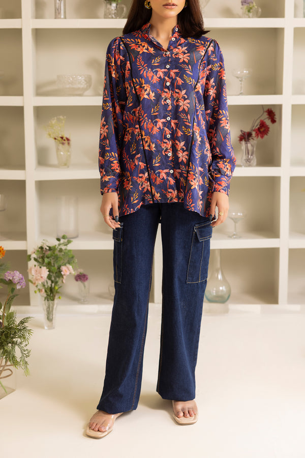 Printed Dobby Self Stitched Shirt