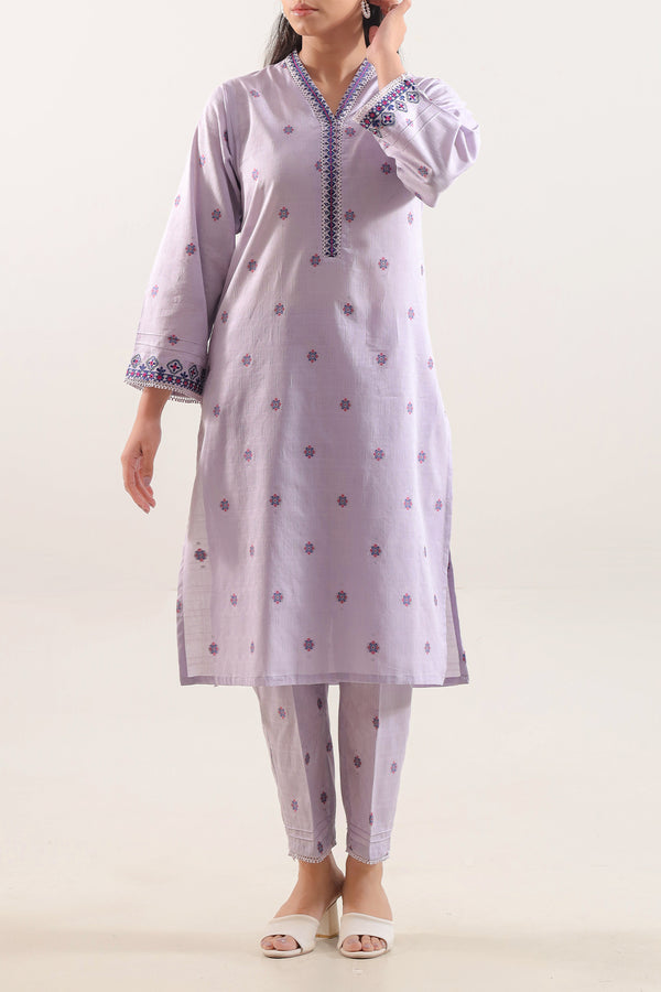 Embroidered Cotton Jacquard Stitched 2 Piece (Shirt/Trouser)