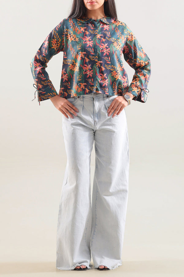 Printed Dobby Self Stitched Shirt