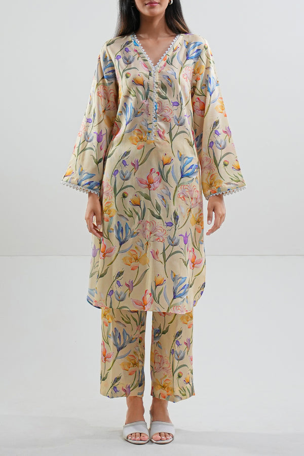 Printed Arabic Lawn Stitched 2 Piece (Shirt/Trouser)