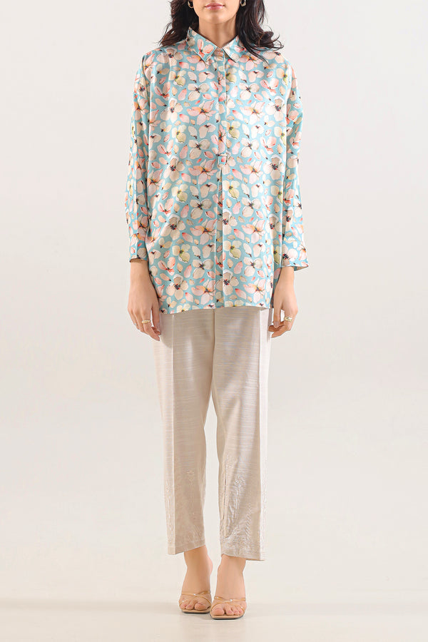 Printed Dobby Self Stitched Shirt