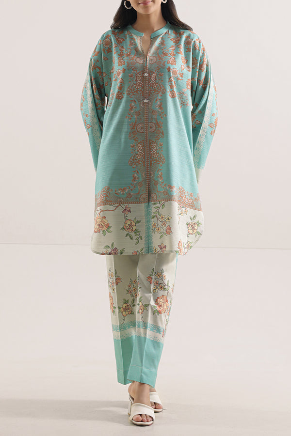 Printed Soft Cotton Jacquard Stitched 2 Piece (Shirt/Trouser)