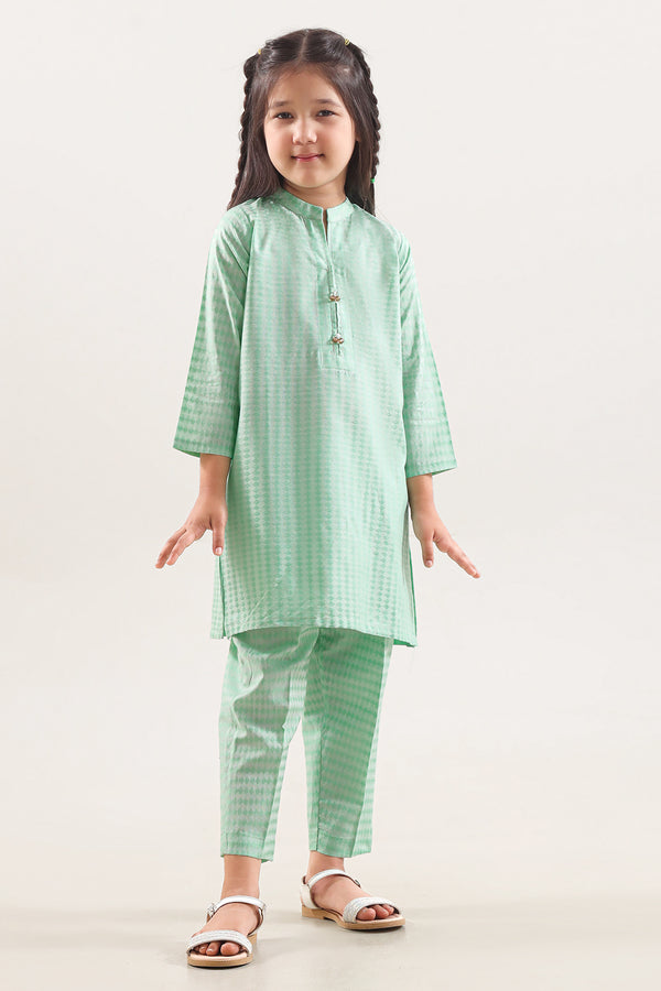 Stitched Cotton Jacquard 2 Piece (Shirt/trouser) For Kids