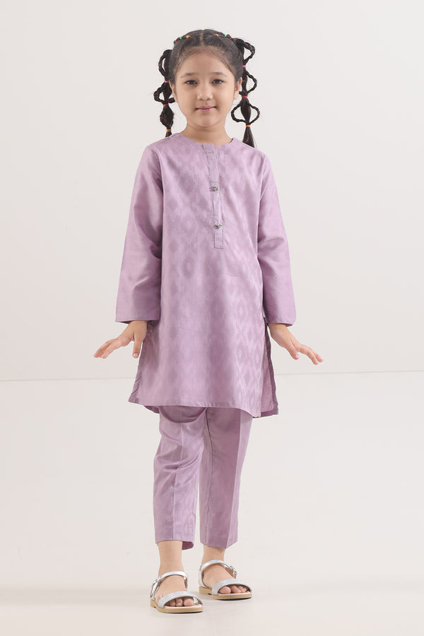 Stitched Cotton Jacquard Shirt/trouser For Kids