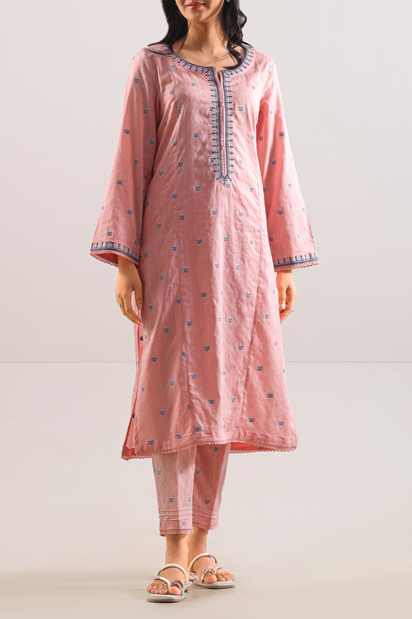 Embroidered Cotton Jacquard Stitched 2 Piece (Shirt/Trouser)