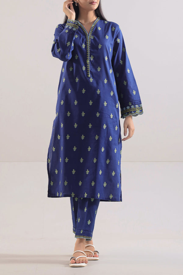 Embroidered Cotton Jacquard Stitched 2 Piece (Shirt/Trouser)