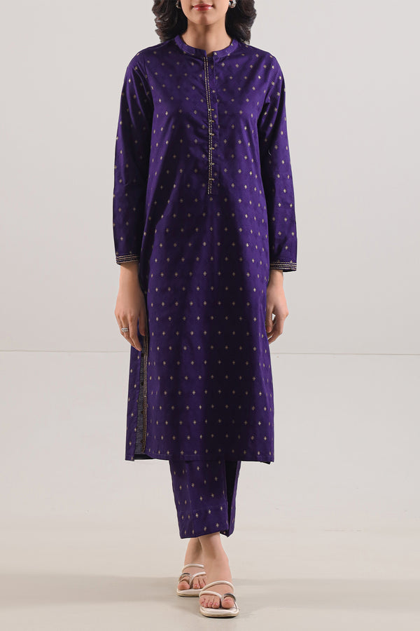 Embroidered Cotton Jacquard Stitched 2 Piece (Shirt/Trouser)