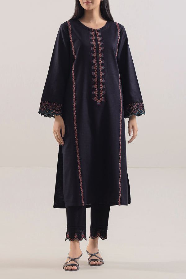 Solid Embroidered Khaddar Stitched 2 Piece (Shirt/Trouser)