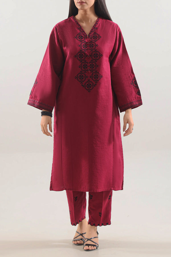 Solid Embroidered Cotton Stitched Shirt