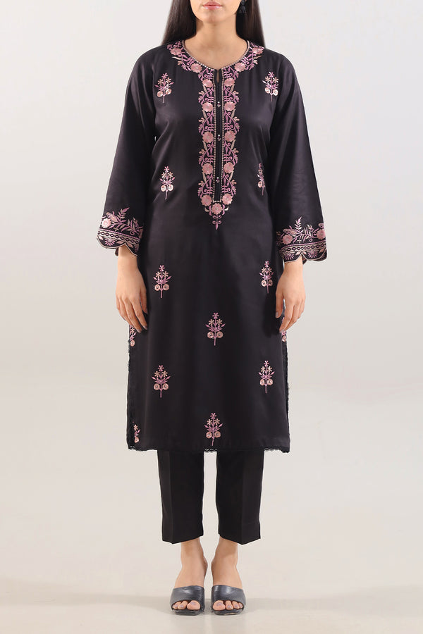 Solid Embroidered Pashmina Stitched Shirt/Trouser 2 Piece