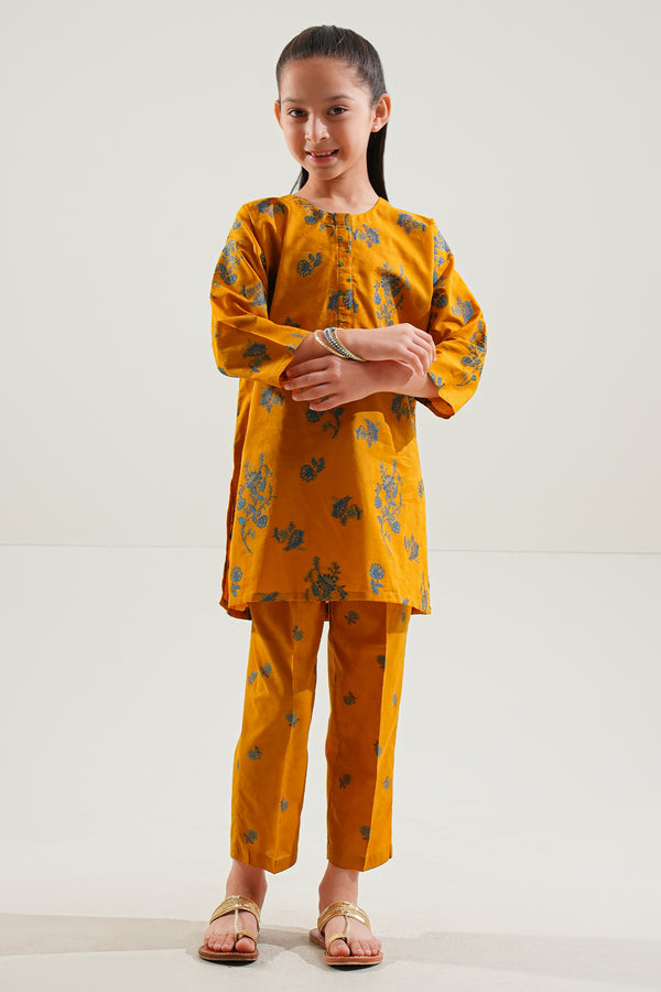 Stitched Cotton Jacquard Shirt/trouser For Kids