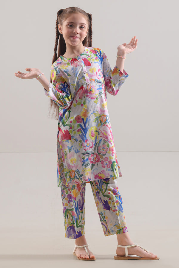 Printed Lawn Stitched 2 Piece (Shirt/Trouser) For Kids