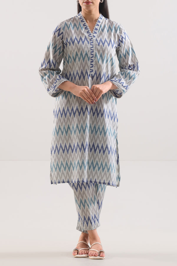 Printed Strip Lawn Stitched Shirt