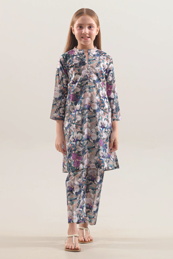Printed Strip Lawn Stitched 2 Piece (Shirt/Trouser) For Kids