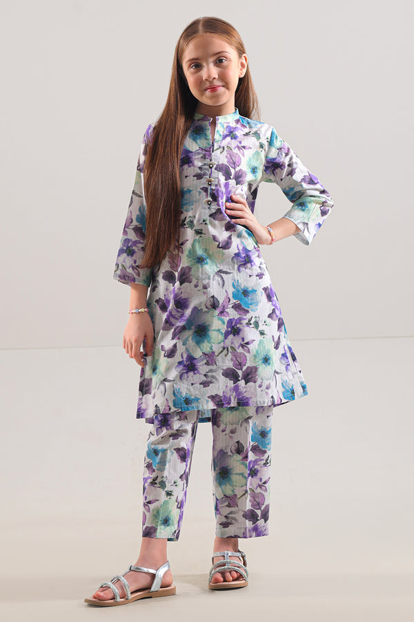 Printed Strip Lawn Stitched 2 Piece (Shirt/Trouser)  For Kids