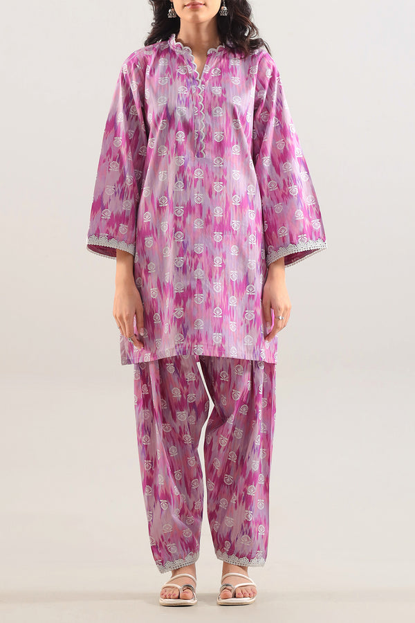 Printed Embroidered Strip Lawn Stitched 2 Piece (Shirt/Trouser)