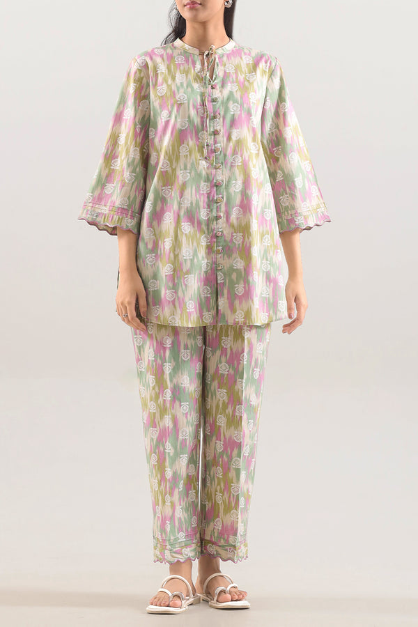 Printed Embroidered Strip Lawn Stitched 2 Piece (Shirt/Trouser)