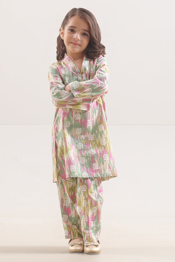 Printed Strip Lawn Stitched 2 Piece (Shirt/Trouser)  For Kids