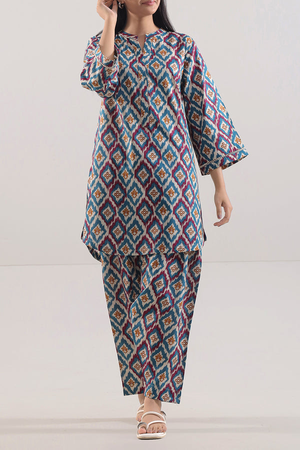 Printed Strip Lawn Stitched Shirt