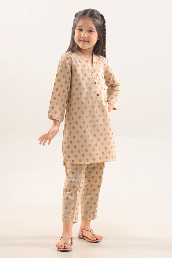 Stitched Cotton Jacquard 2 Piece (Shirt/trouser) For Kids