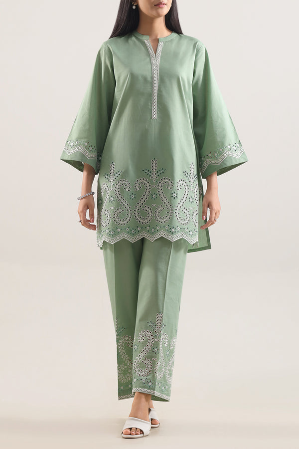 Solid Embroidered Cambric Stitched 2 Piece (Shirt/Trouser)