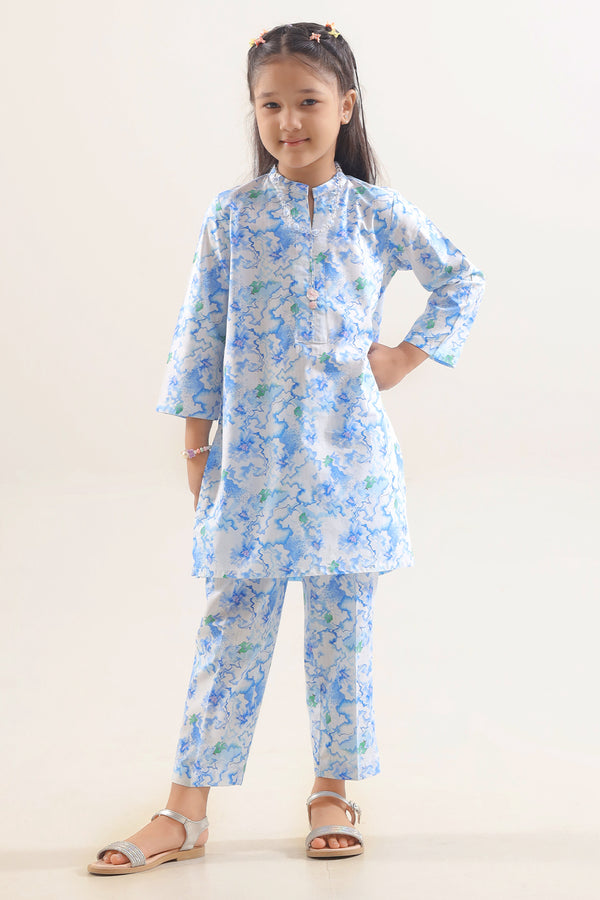 Printed Strip Lawn Stitched 2 Piece (Shirt/Trouser) For Kids