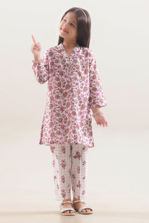 Printed Lawn Stitched 2 Piece (Shirt/Trouser) For Kids