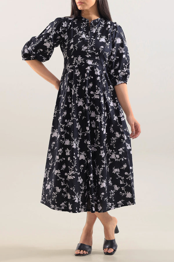 Printed Silk Touch Stitched Dress