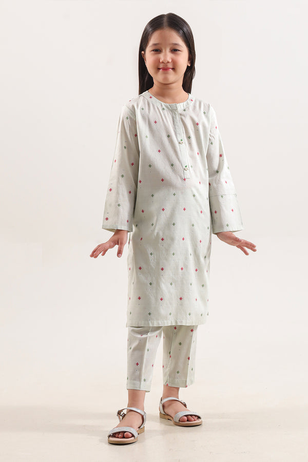 Stitched Cotton Jacquard 2 Piece (Shirt/trouser) For Kids