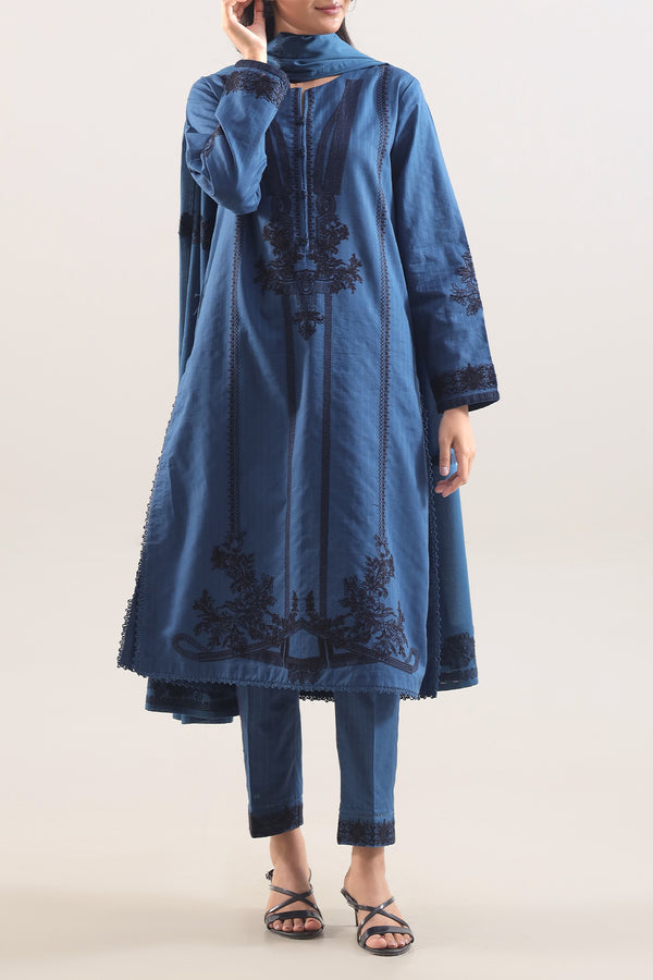 Luxury Pret Embroidered Cotton Jacquard Stitched 3 Piece