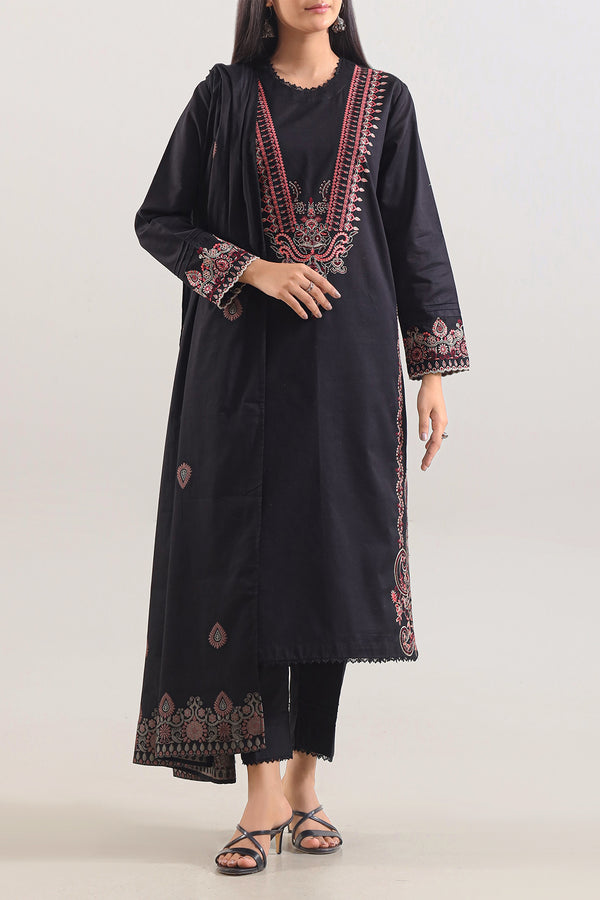 Luxury Pret Embroidered Slub Cotton Stitched 3 Piece