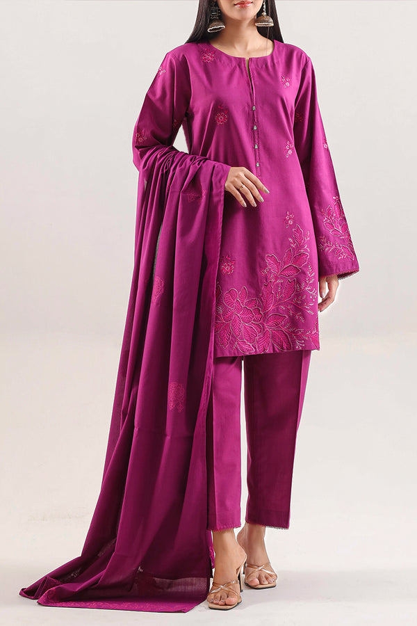 Luxury Pret Embroidered Slub Cotton Stitched 2 Piece Shirt/Trouser