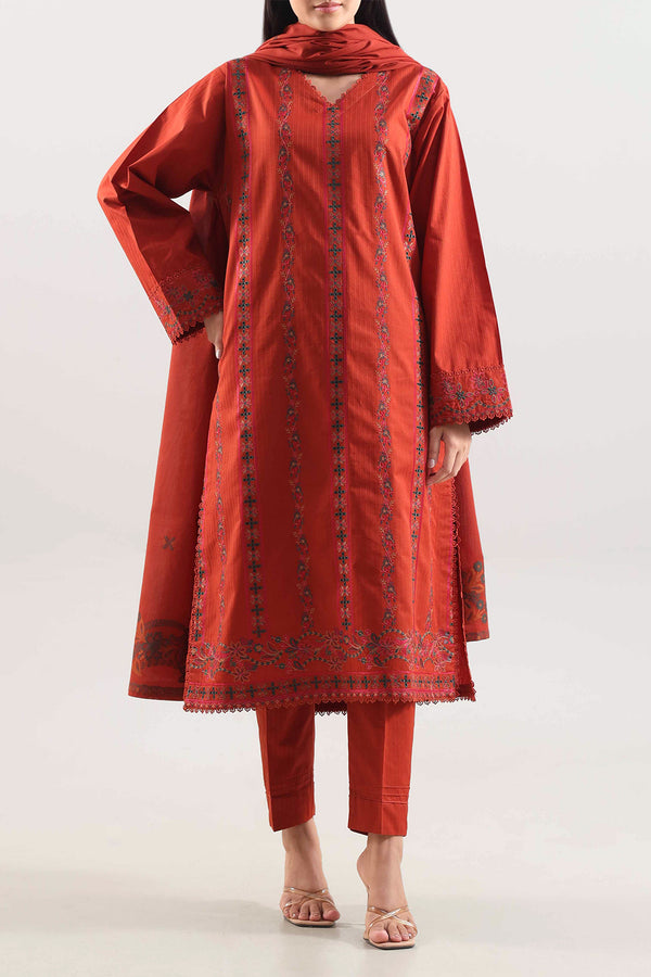 Luxury Pret Embroidered Slub Cotton Stitched 3 Piece