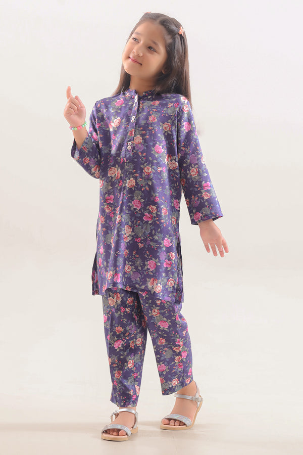 Printed Silk Touch Stitched Shirt/trouser For Kids