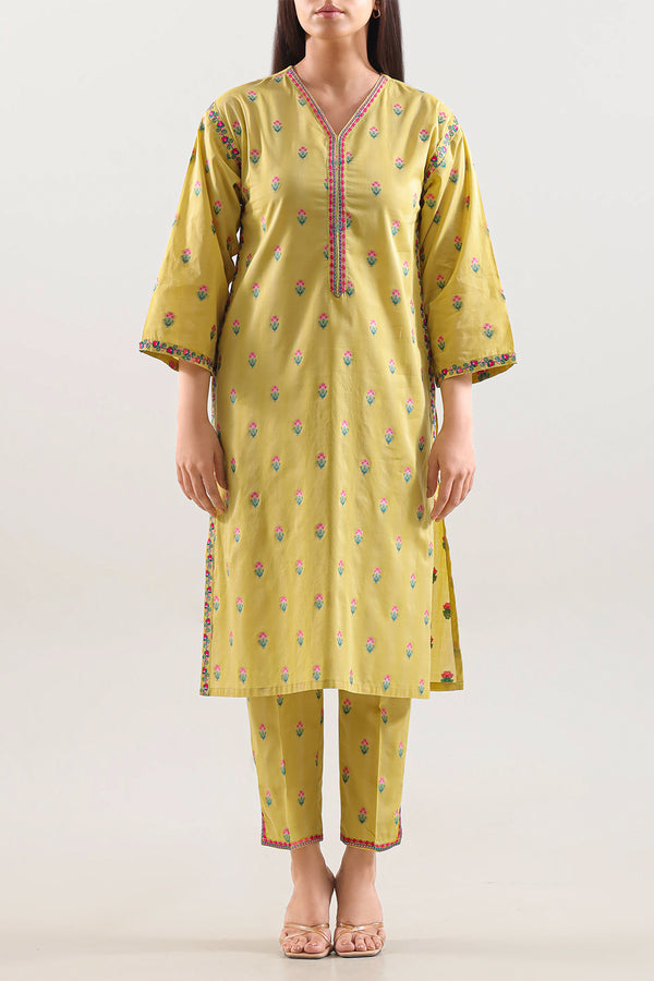 Embroidered Cotton Jacquard Stitched 2 Piece (Shirt/Trouser)