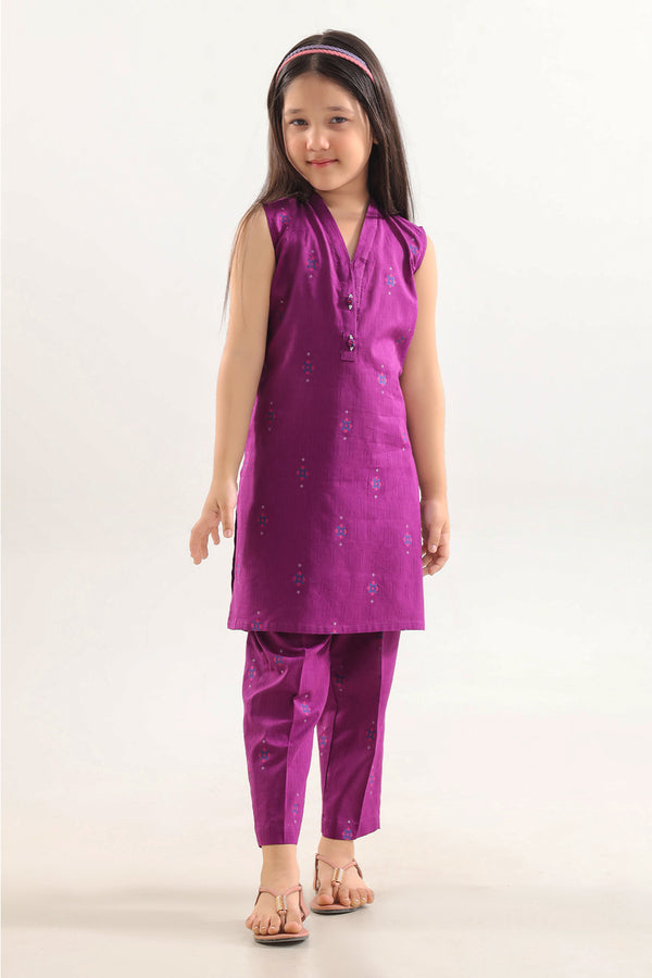 Stitched Cotton Jacquard 2 Piece (Shirt/trouser) For Kids