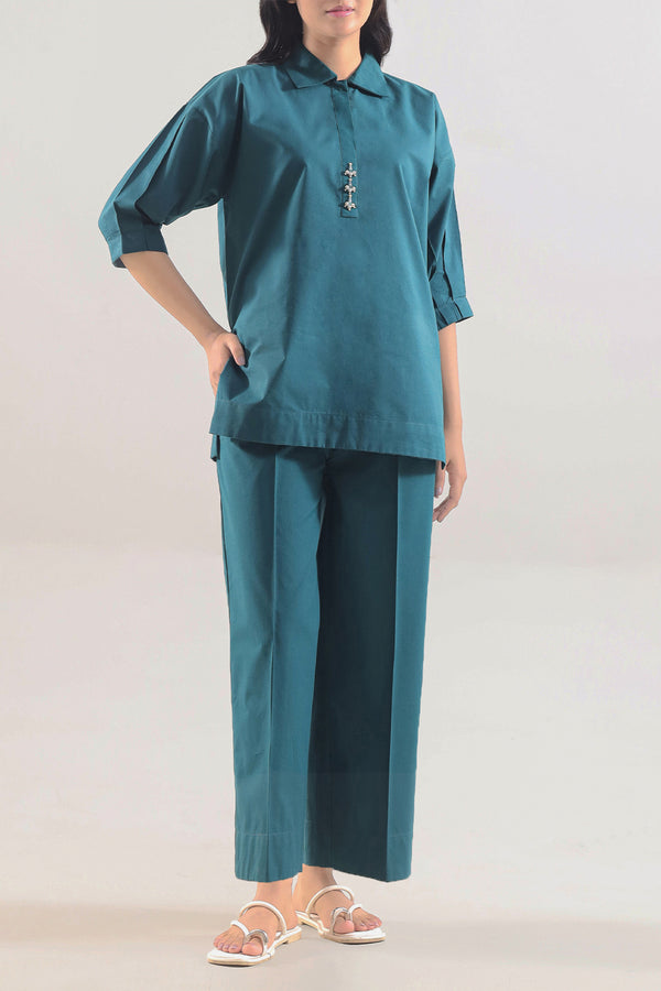 Solid Poplin Stitched 2 Piece (Shirt/Trouser)