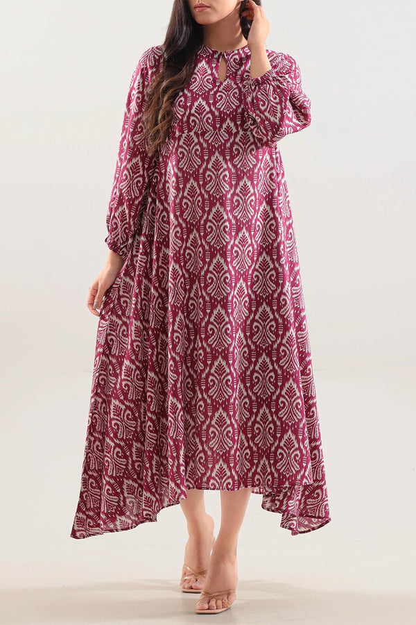 Printed Silk Touch Stitched Dress