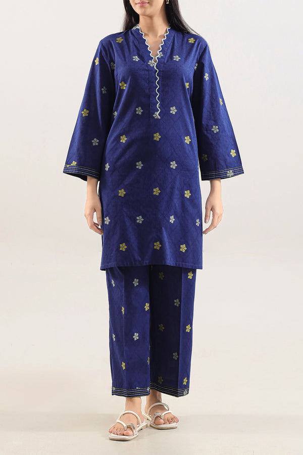 Embroidered Cotton Jacquard Stitched 2 Piece (Shirt/Trouser)