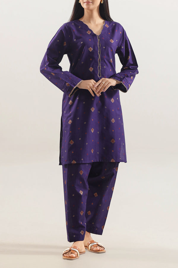 Cotton Jacquard Stitched 2 Piece (Shirt/Trouser)
